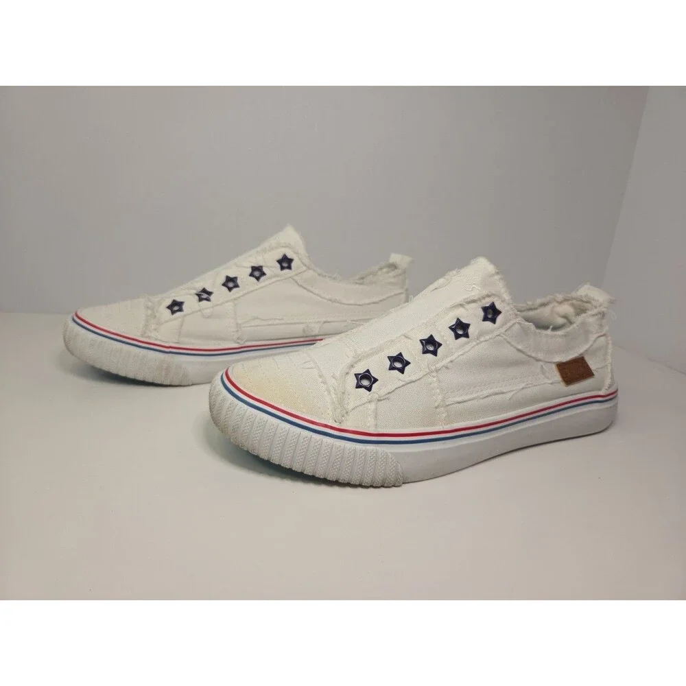 BlowFish Malibu white Tattered Slip On  converse style Sneakers Women's Sz 7 - Picture 3 of 8
